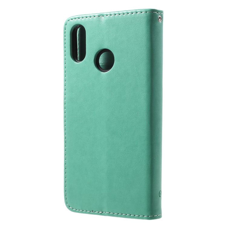 Imprint Butterfly Flower PU Leather Magnetic Wallet Phone Shell for Huawei P20 Lite / Nova 3e - Green