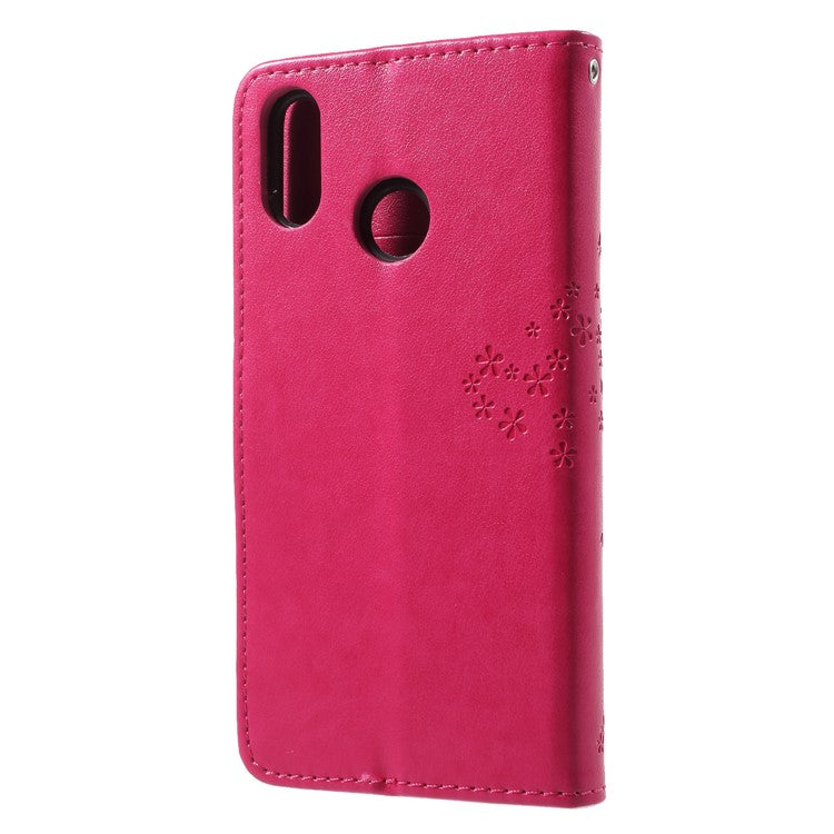 Imprint Tree Owl Pattern Wallet Stand Leather Case for Huawei P20 Lite / Nova 3e - Rose