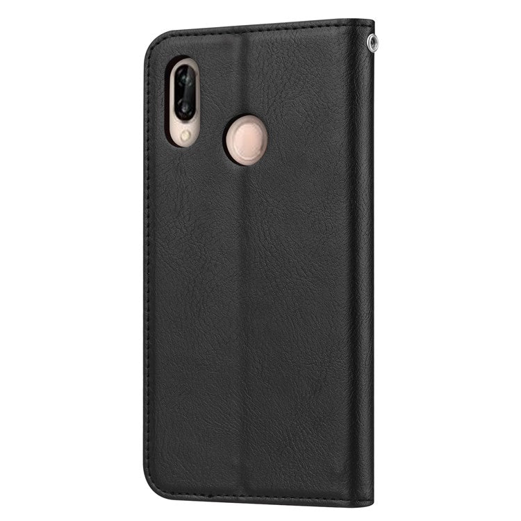 Auto-absorbed Leather Stand Phone Case for Huawei P20 Lite / Nova 3e - Black
