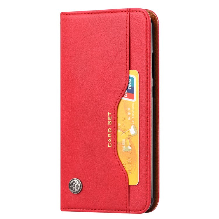 Auto-absorbed Leather Wallet Flip Case for Huawei P20 Lite / Nova 3e - Red