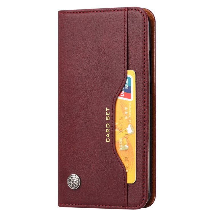 Auto-absorbed Leather Stand Protective Cover for Huawei P20 Lite / Nova 3e - Wine Red