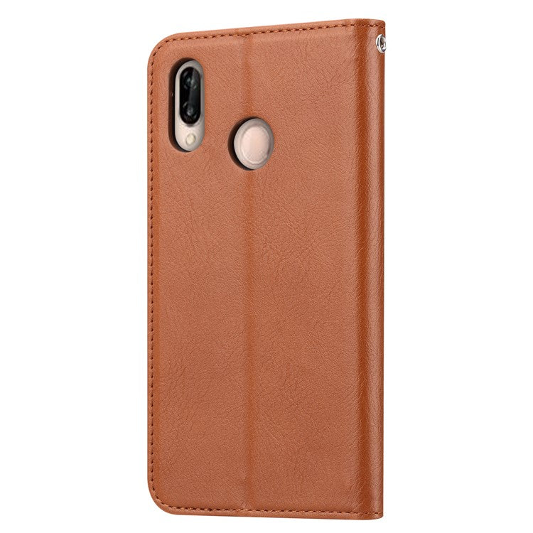 Auto-absorbed Leather Wallet Mobile Shell Case for Huawei P20 Lite / Nova 3e - Brown