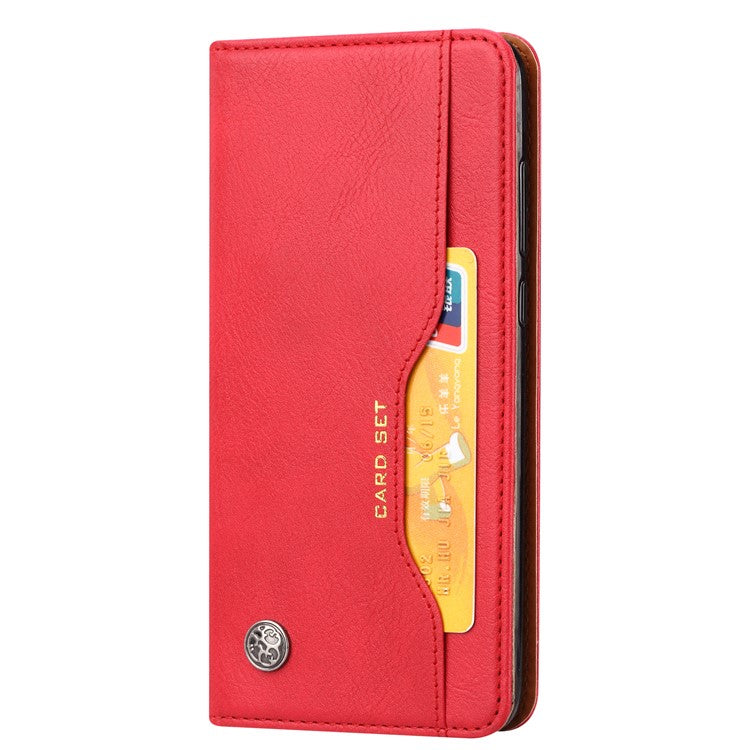Auto-absorbed Leather Wallet Stand Phone Cover for Huawei P20 - Red