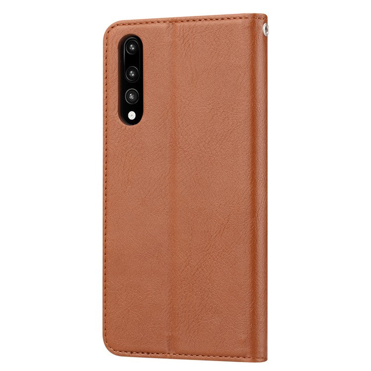 Auto-absorbed Leather Wallet Stand Case Accessory for Huawei P20 - Brown