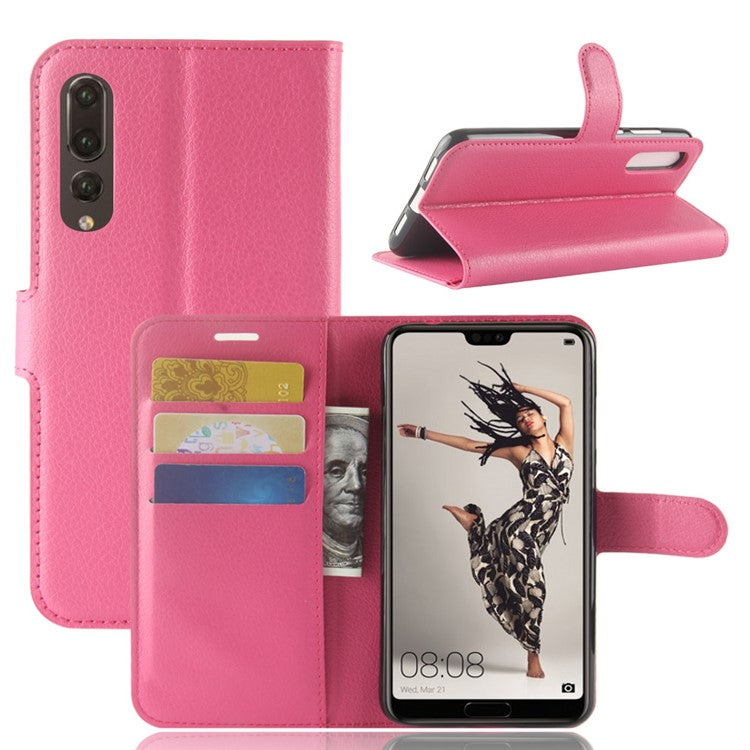 Litchi Texture Stand Wallet Stand Phone Leather Case for Huawei P20 Pro Mobile Phone Accessory - Rose