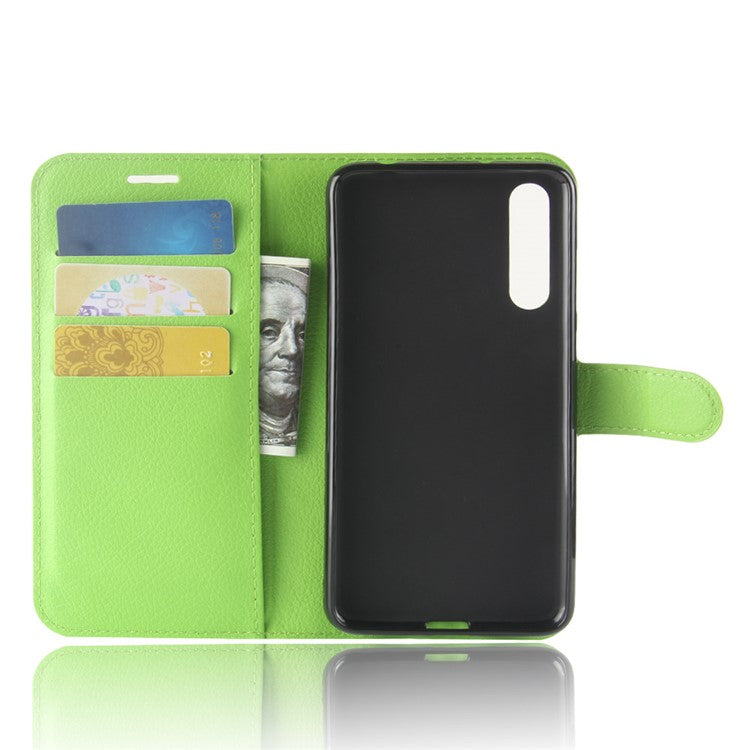 Litchi Texture Stand Wallet Stand Phone Leather Case for Huawei P20 Pro Mobile Phone Accessory - Green
