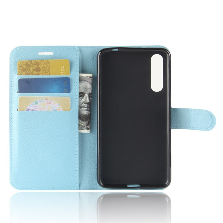 Litchi Texture Stand Wallet Stand Phone Leather Case for Huawei P20 Pro Mobile Phone Accessory - Blue