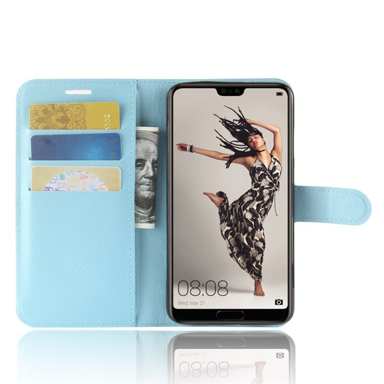 Litchi Texture Stand Wallet Stand Phone Leather Case for Huawei P20 Pro Mobile Phone Accessory - Blue