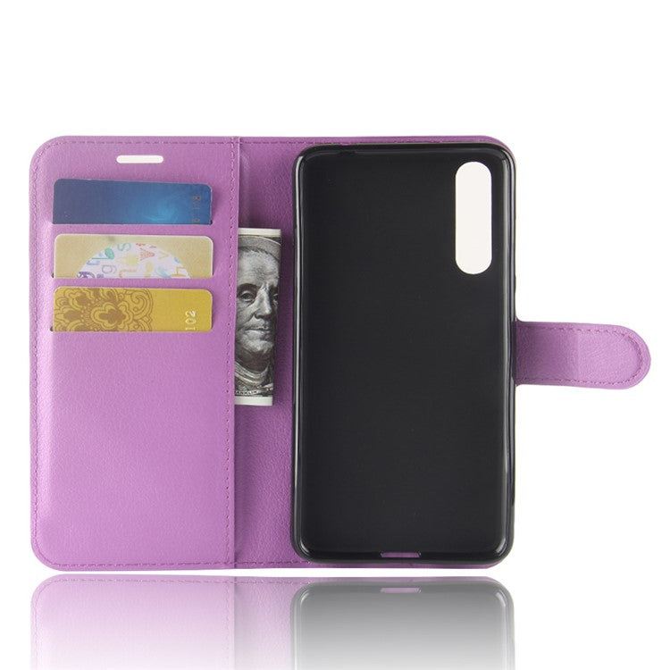 Litchi Texture Stand Wallet Stand Phone Leather Case for Huawei P20 Pro Mobile Phone Accessory - Purple