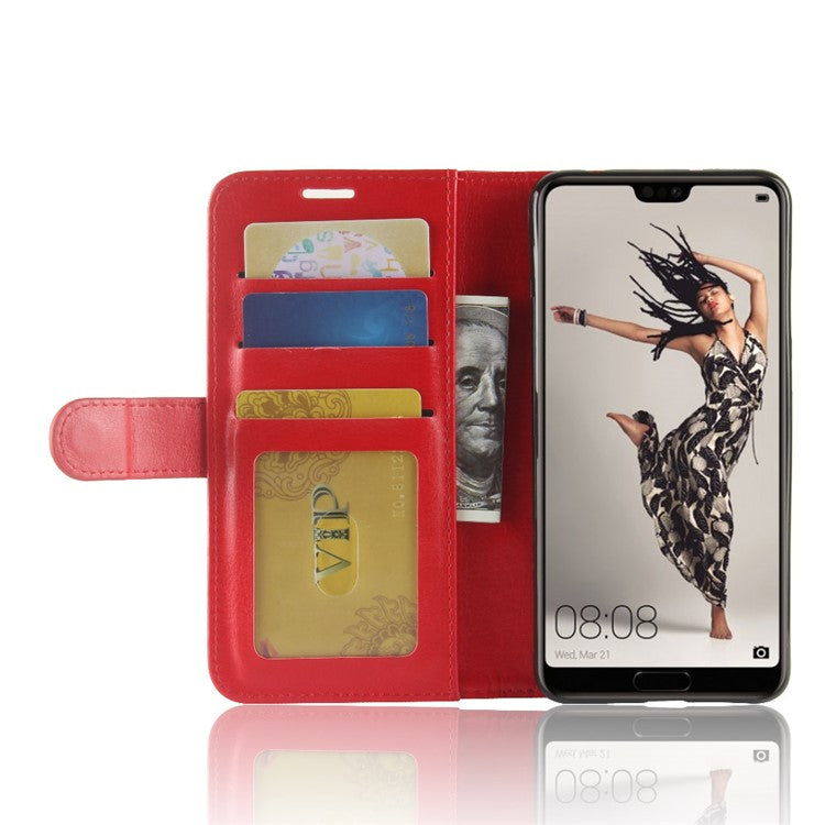 For Huawei P20 Pro Crazy Horse PU Leather Wallet Stand Cell Phone Case Cell Phone Accessories - Red