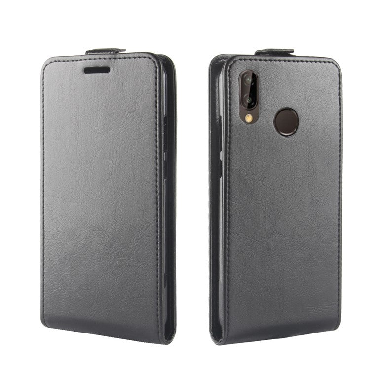 Crazy Horse Crazy Horse Vertical Leather Card Holder Case for Huawei P20 Lite / Nova 3e - Black