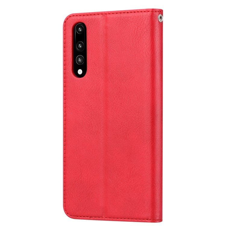 Auto-absorbed Leather Wallet Cell Phone Cover for Huawei P20 Pro - Red