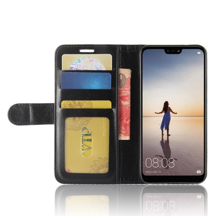 Crazy Horse Wallet Leather Stand Case for Huawei P20 Lite / Nova 3e - Black