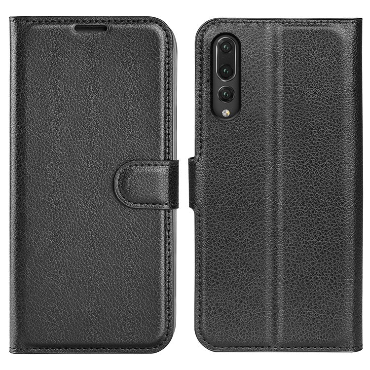For Huawei P20 Litchi Texture Wallet Stand Leather Phone Accessory Case - Black