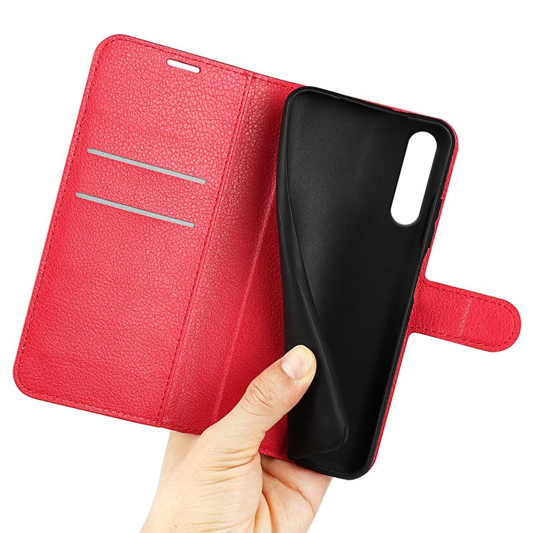 For Huawei P20 Litchi Texture Wallet Stand Leather Phone Accessory Case - Red