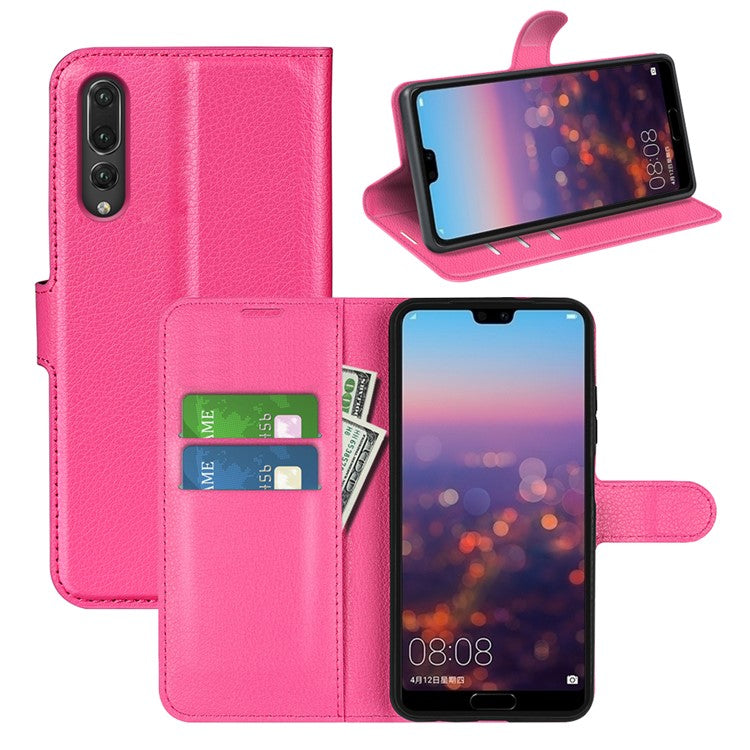 For Huawei P20 Litchi Texture Wallet Stand Leather Phone Accessory Case - Rose