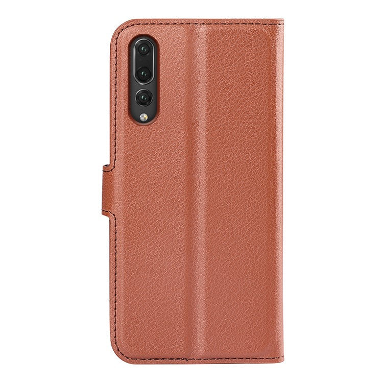 For Huawei P20 Litchi Texture Wallet Stand Leather Phone Accessory Case - Brown