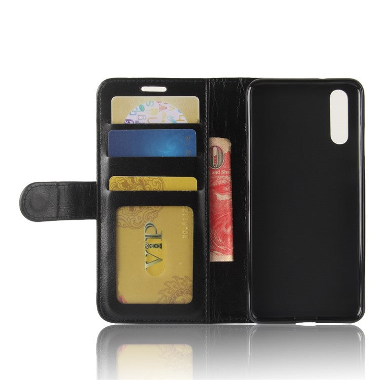 Crazy Horse Wallet Leather Stand Case for Huawei P20 - Black