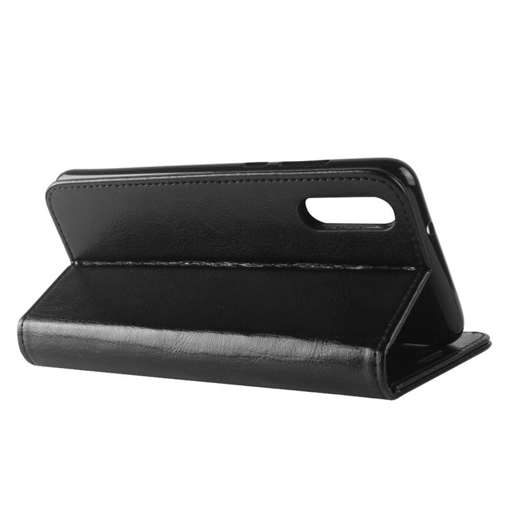 Crazy Horse Wallet Leather Stand Case for Huawei P20 - Black