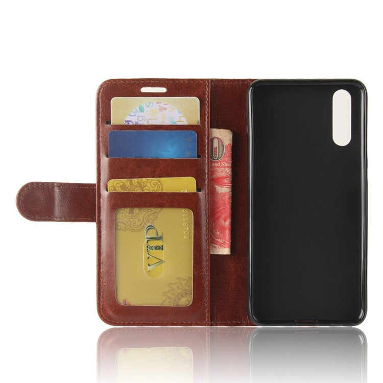 Crazy Horse Magnetic Leather Stand Cover for Huawei P20 - Brown