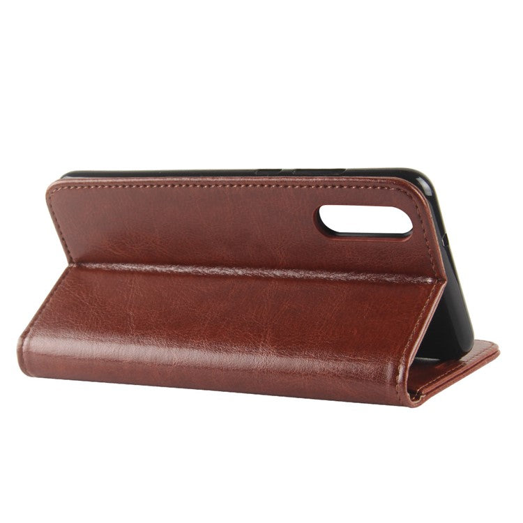 Crazy Horse Magnetic Leather Stand Cover for Huawei P20 - Brown