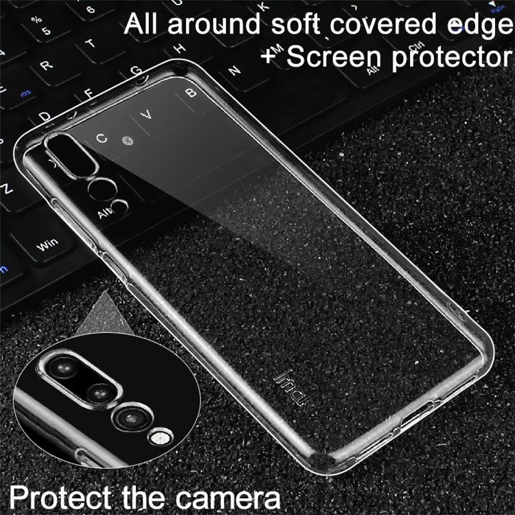 IMAK Stealth Case Clear 0.7mm TPU Back Case + Screen Protector for Huawei P20 Pro