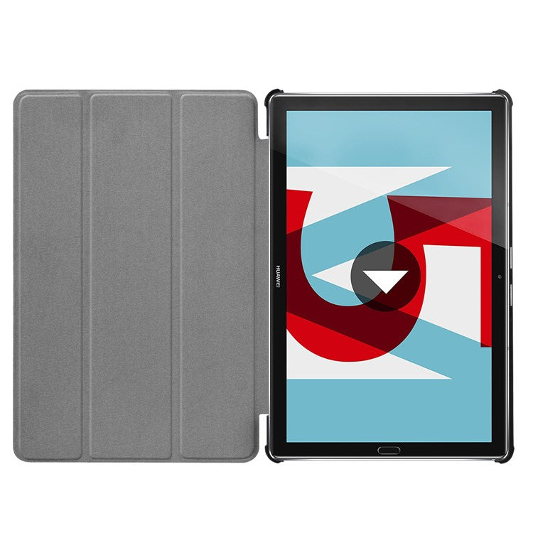 Stable Tri-fold Stand Leather Case with Stand for Huawei MediaPad M5 10 / M5 10 (Pro) - Black