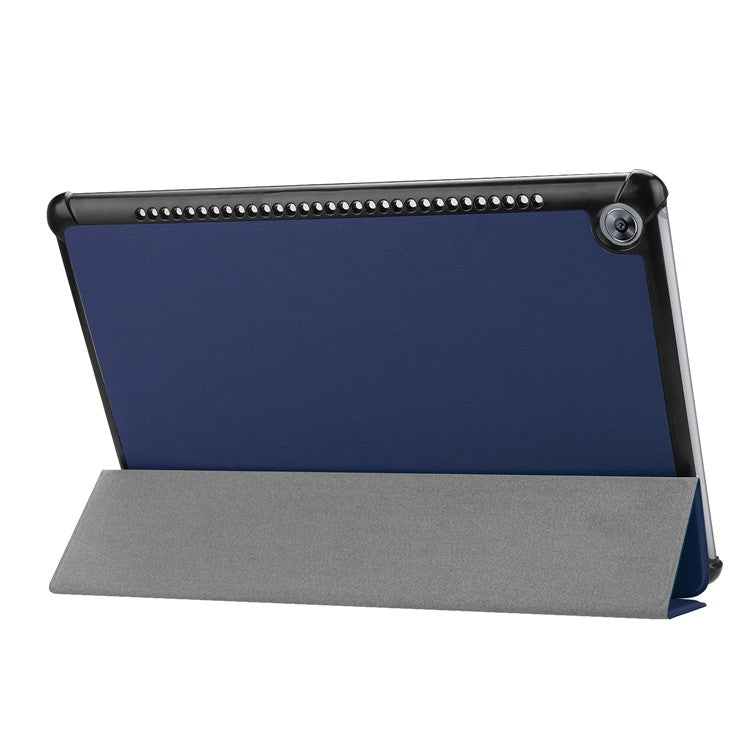 Stable Tri-fold Stand Leather Cover Shell with Stand for Huawei MediaPad M5 10 / M5 10 (Pro) - Dark Blue
