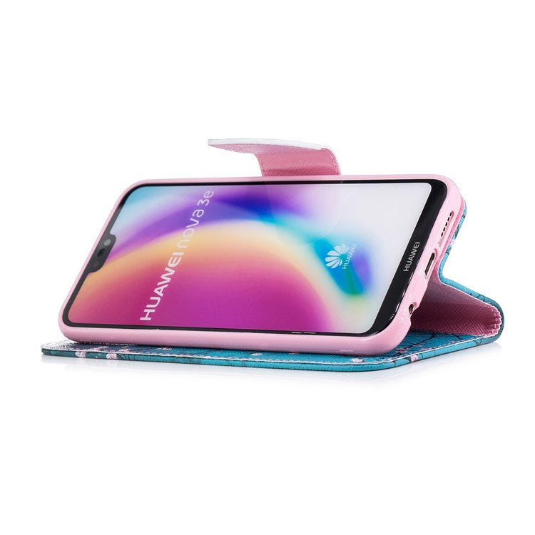 Patterned PU Leather Wallet Flip Shell for Huawei P20 Lite / Nova 3e (China) - Wintersweet