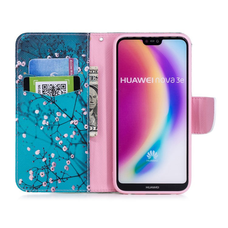 Patterned PU Leather Wallet Flip Shell for Huawei P20 Lite / Nova 3e (China) - Wintersweet