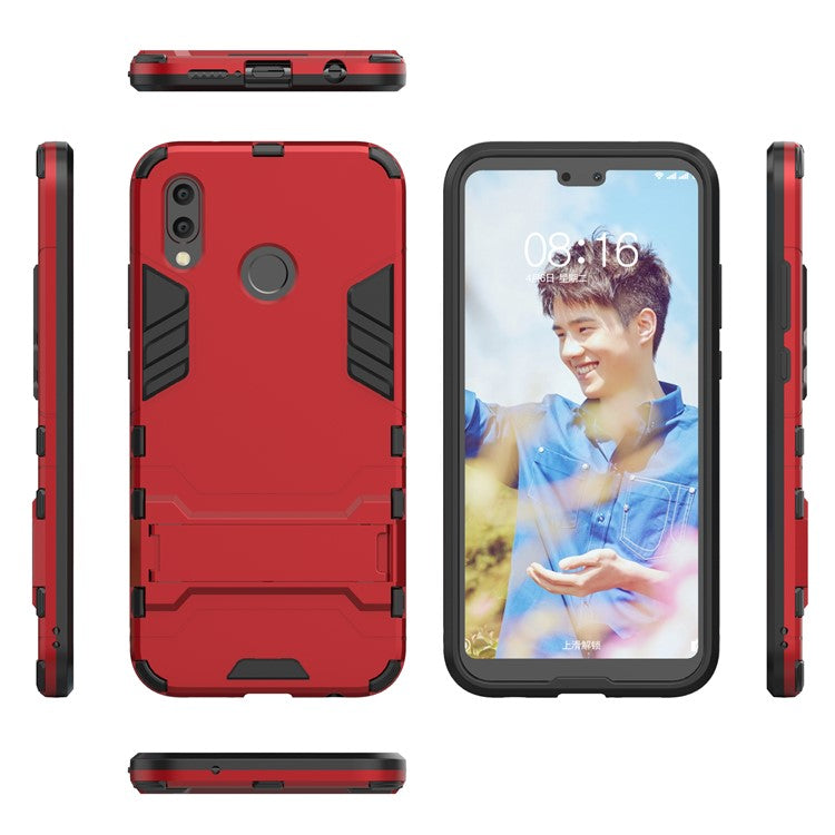 Cool Guard PC TPU Combo Cell Phone Casing with Kickstand for Huawei P20 Lite / Nova 3e (China) - Red