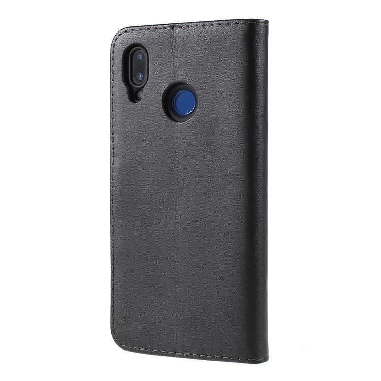 Split Leather Wallet Stand Flip Cover Case for Huawei P20 Lite / Nova 3e - Black