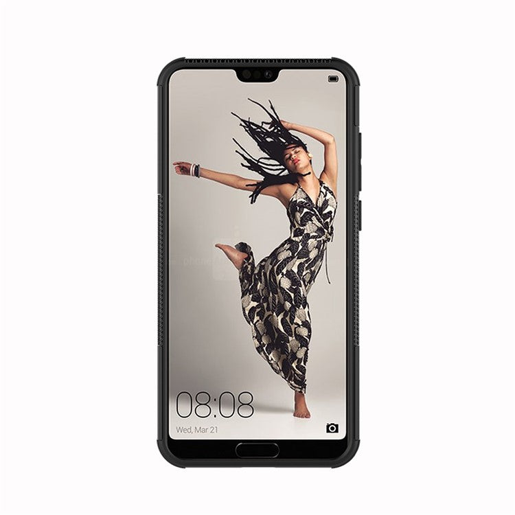 For Huawei P20 Pro Anti-slip PC + TPU Hybrid Case with Kickstand - Black