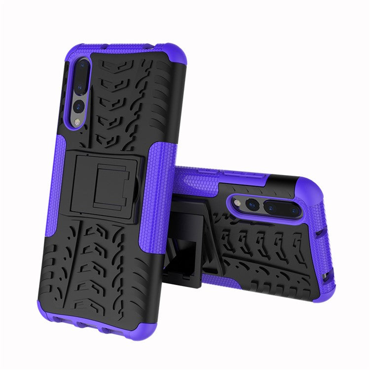 For Huawei P20 Pro Anti-slip PC + TPU Hybrid Phone Accessory Case with Kickstand - Purple