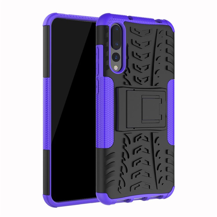 For Huawei P20 Pro Anti-slip PC + TPU Hybrid Phone Accessory Case with Kickstand - Purple