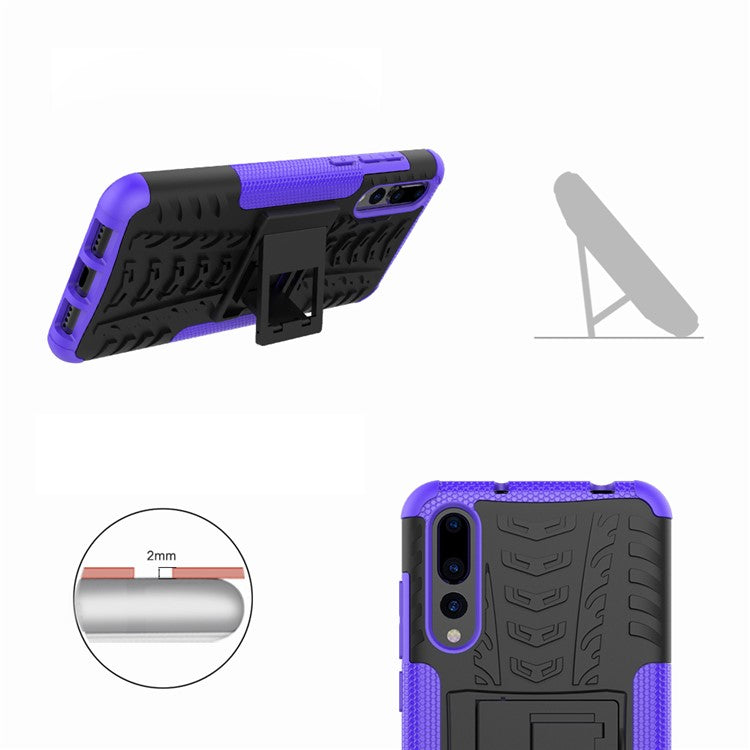 For Huawei P20 Pro Anti-slip PC + TPU Hybrid Phone Accessory Case with Kickstand - Purple