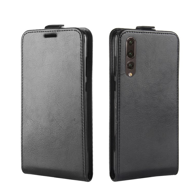 Crazy Horse Texture Vertical Flip Leather Magnetic Case for Huawei P20 Pro - Black