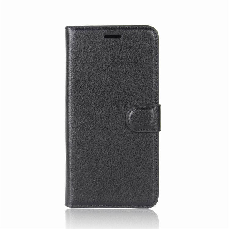 Litchi Skin Wallet Leather Stand Case for Huawei Y7 Prime (2018) / Honor 7C / Enjoy 8 - Black