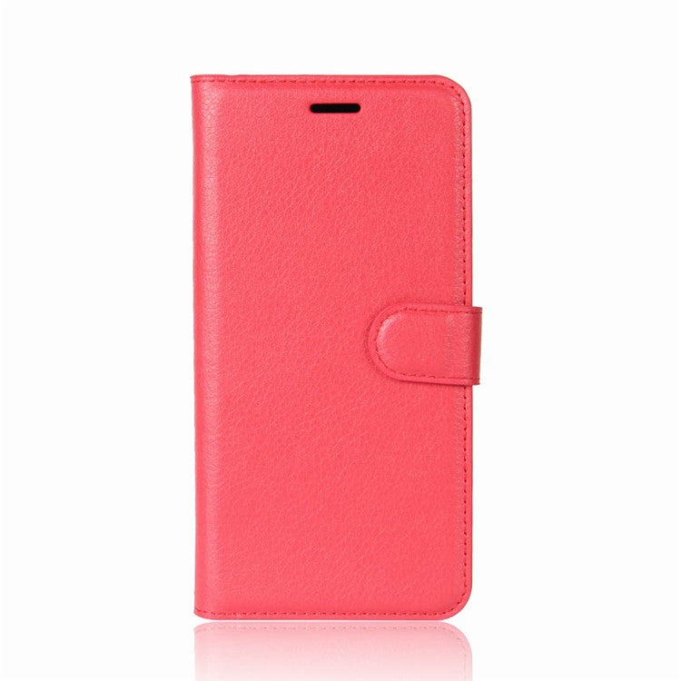 Litchi Skin Wallet Leather Magnetic Case for Huawei Y7 Prime (2018) / Honor 7C / Enjoy 8 - Red