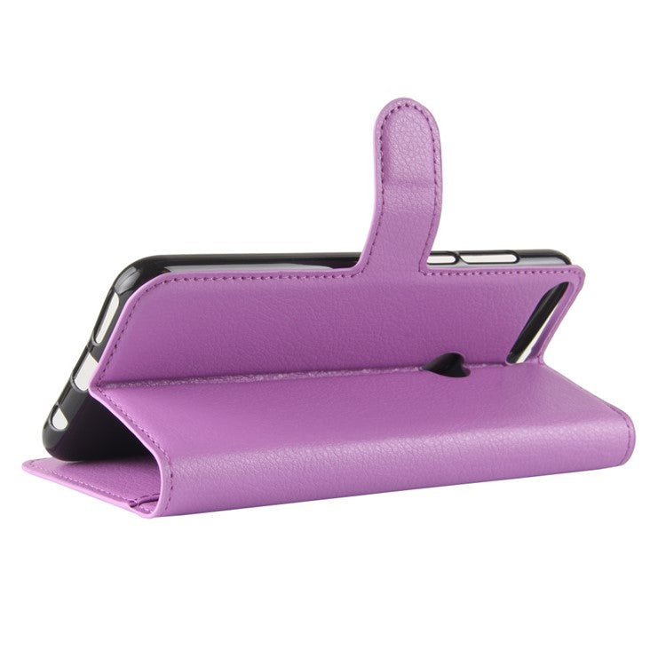 Litchi Skin Leather Stand Case with Card Slots for Huawei Honor 7C / Enjoy 8 /Y7 Prime (2018) - Purple