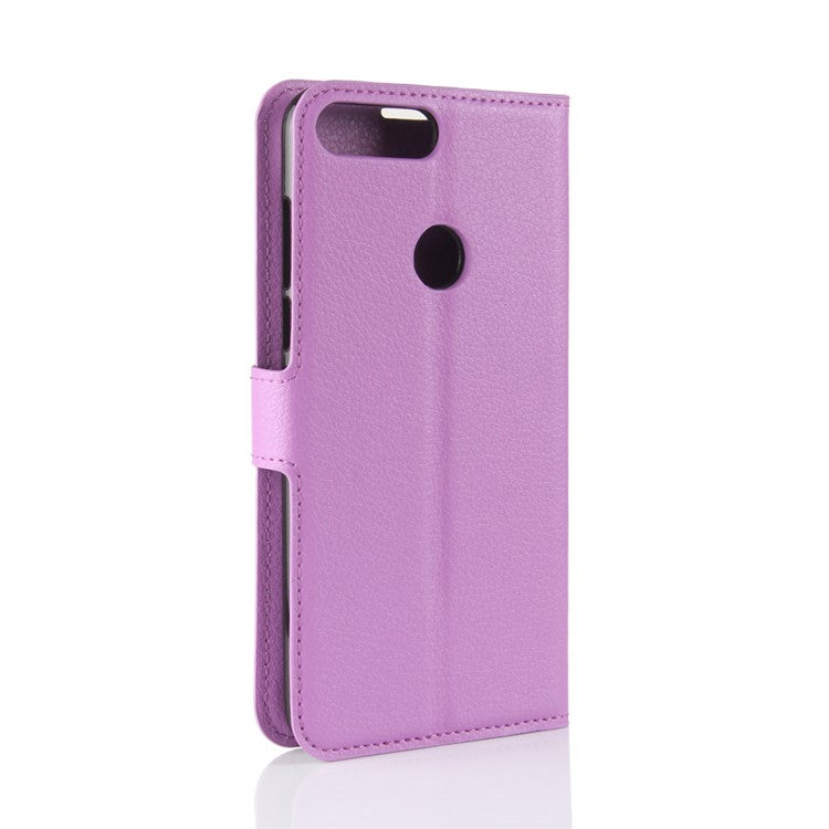 Litchi Skin Leather Stand Case with Card Slots for Huawei Honor 7C / Enjoy 8 /Y7 Prime (2018) - Purple