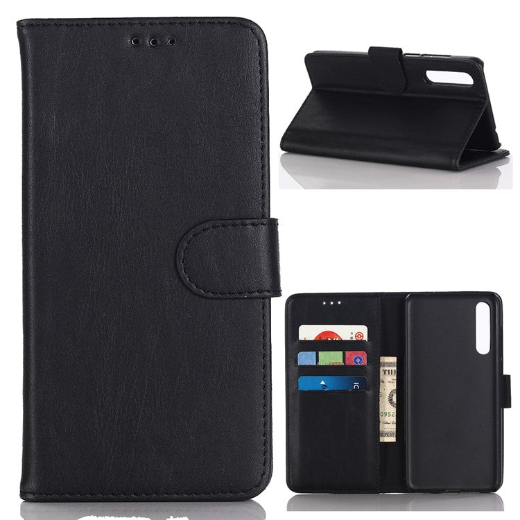 Crazy Horse Texture Retro Style Leather Wallet Stand Case for Huawei P20 Pro - Black