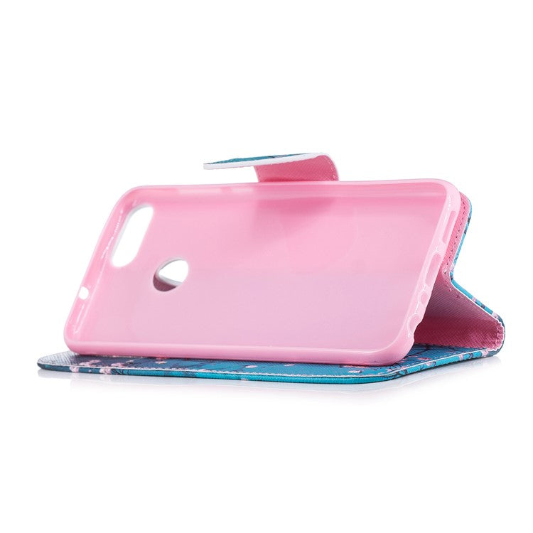 Pattern Printing PU Leather Wallet Stand Cover Case for Huawei P Smart/Enjoy 7S - Wintersweet