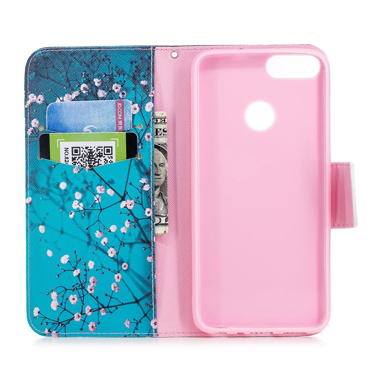Pattern Printing PU Leather Wallet Stand Cover Case for Huawei P Smart/Enjoy 7S - Wintersweet
