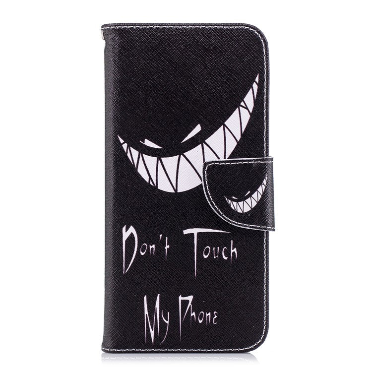 Pattern Printing PU Leather Wallet Stand Protective Case for Huawei P Smart/Enjoy 7S - Angry Face