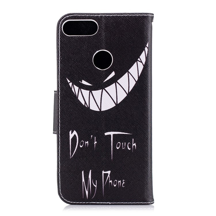 Pattern Printing PU Leather Wallet Stand Protective Case for Huawei P Smart/Enjoy 7S - Angry Face