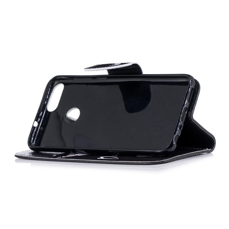 Pattern Printing PU Leather Wallet Stand Protective Case for Huawei P Smart/Enjoy 7S - Angry Face