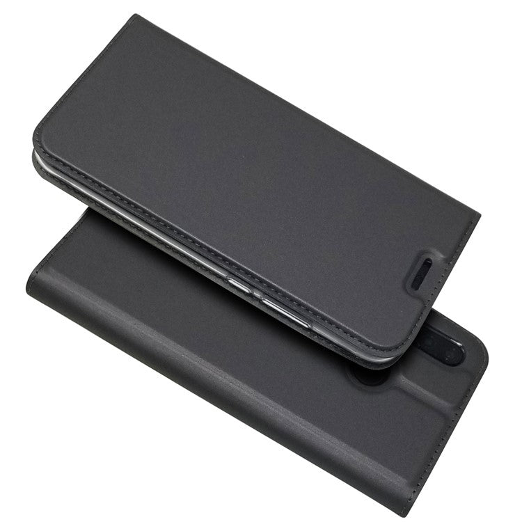 Auto-absorbed Stand Leather Card Holder Cellphone Case for Huawei P20 Lite / Nova 3e - Black