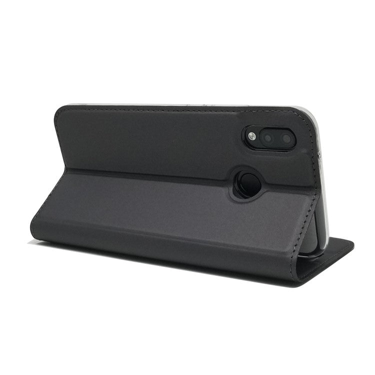 Auto-absorbed Stand Leather Card Holder Cellphone Case for Huawei P20 Lite / Nova 3e - Black