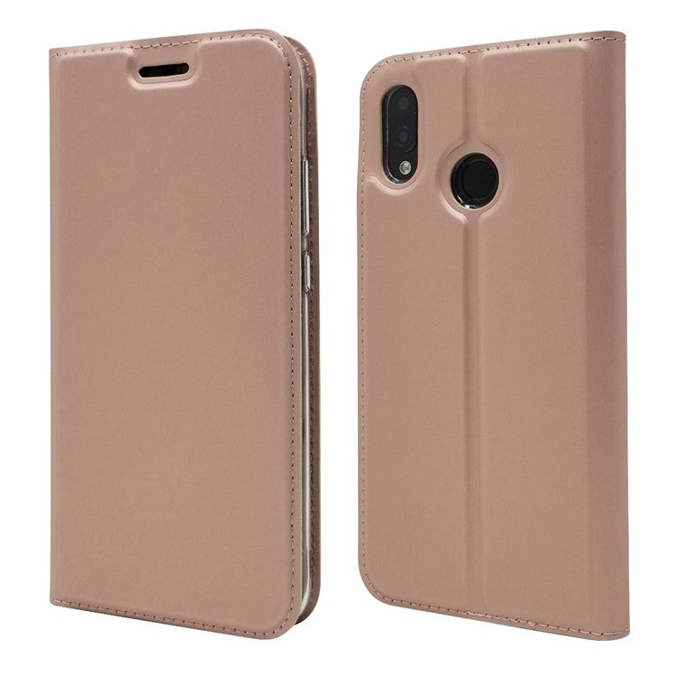 Auto-absorbed Stand Leather Card Holder Cellphone Case for Huawei P20 Lite / Nova 3e - Rose Gold
